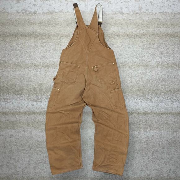 Vintage Carhartt Overalls Double Knees Baggy Wide Leg Tan Union Made in USA 90s - Picture 2 of 8